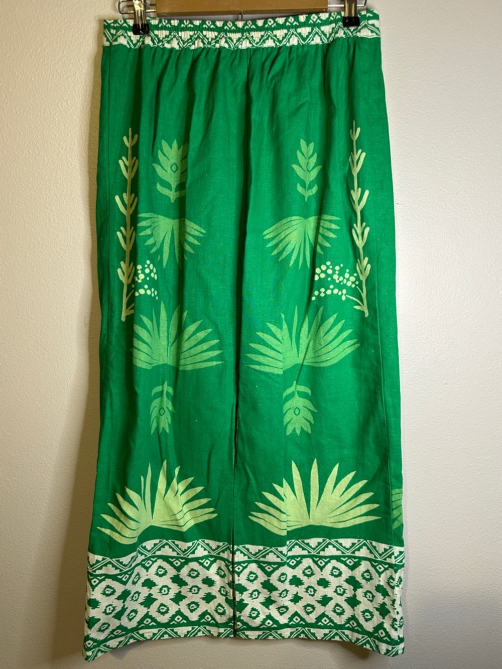 Rachel Zoe M Linen Blend Tropical Palm Bird Maxi Skirt Resort Coastal Boho - Picture 5 of 10